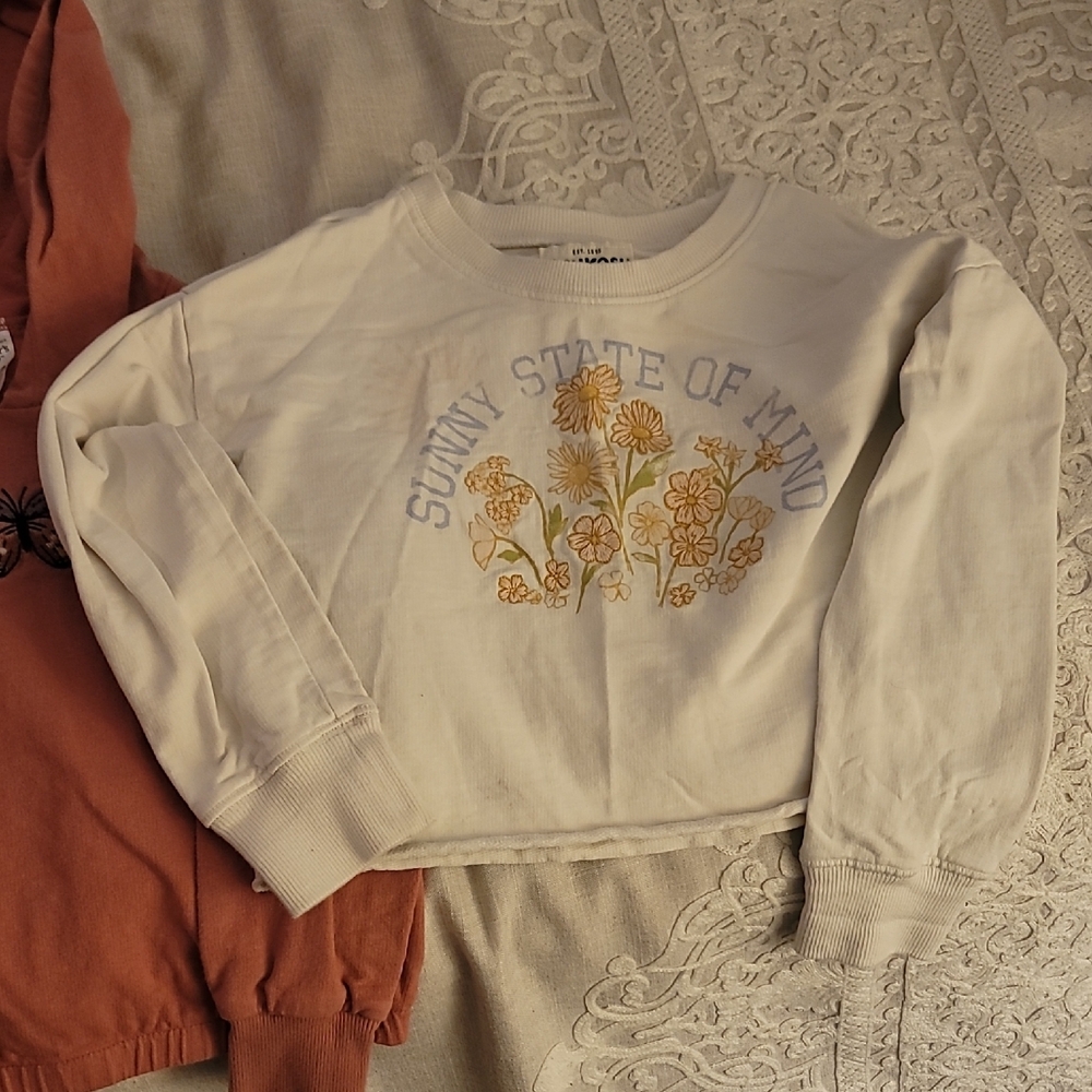 Set of Three Graphic Hoodies Amd Crop Sweaters - Green, Pink, and White, Size 7 - Picture 4 of 4